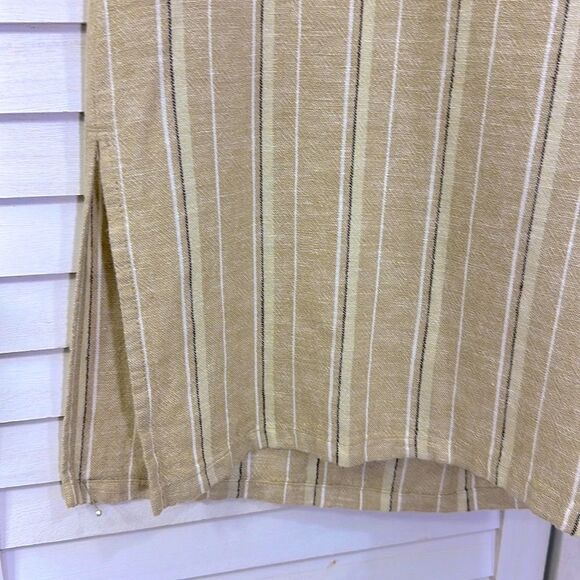 J. Jill Pants Size Large Crop Linen Blend Striped Tan Wide-Leg - Picture 5 of 13